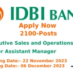 2100 Posts in IDBI Bank 2023