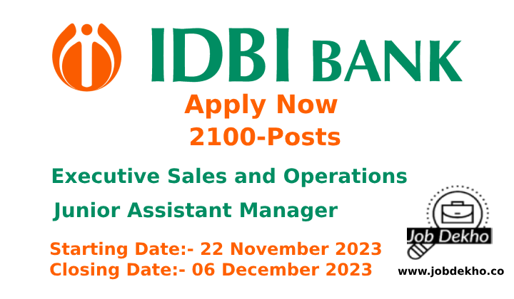 IDBI Bank Requirement 2023