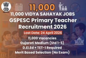 GSPESC Vidya Sahayak Recruitment 2026 11,000 Primary Teacher Jobs in Gujarat – Big Opportunity for D.El.Ed & TET-1 Candidates