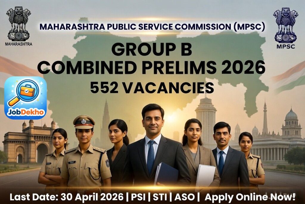 MPSC Group B Combined Prelims 2026: 552 Vacancies for PSI, STI & ASO – Apply Online by 30 April 2026!