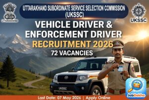 UKSSSC Driver Recruitment 2026: 8th Pass Walo Ke Liye 72 Permanent Sarkari Naukri – Apply Online by 07 May!