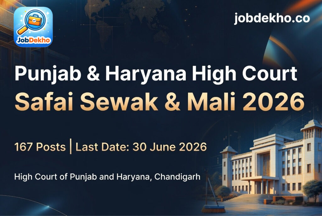 unjab & Haryana High Court Safai Sewak & Mali Recruitment 2026: 167 Posts Par Bharti
