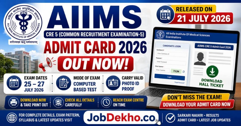AIIMS CRE 5 Admit Card 2026 Released Download Your Hall Ticket Now