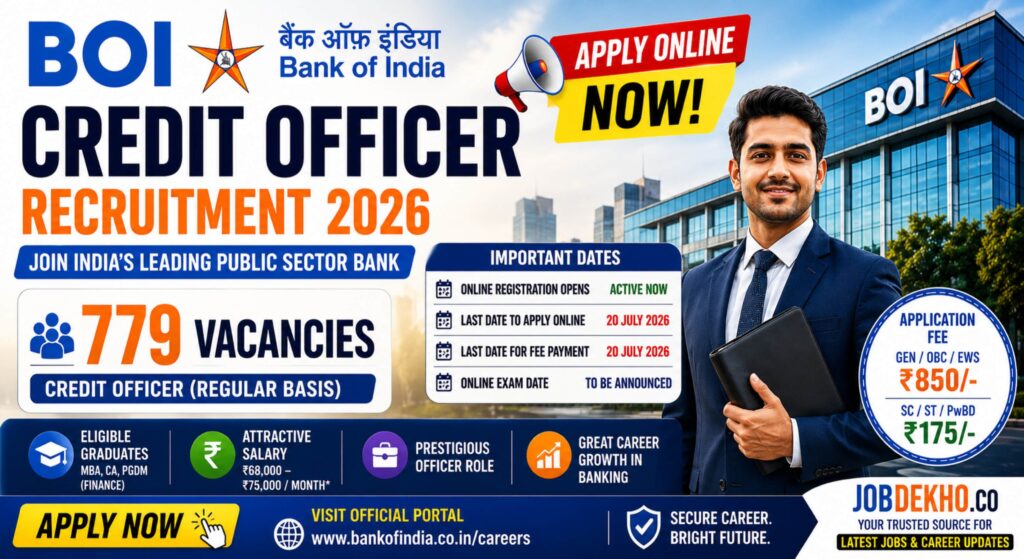 BOI Credit Officer Recruitment 2026 Apply Online for 779 Vacancies