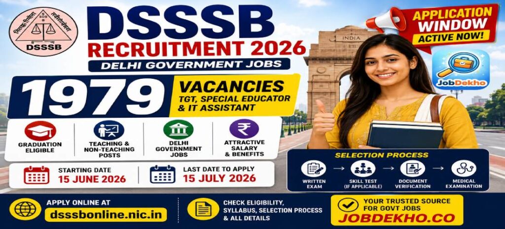 DSSSB Recruitment 2026: Apply Online for 1979 TGT & Other Posts