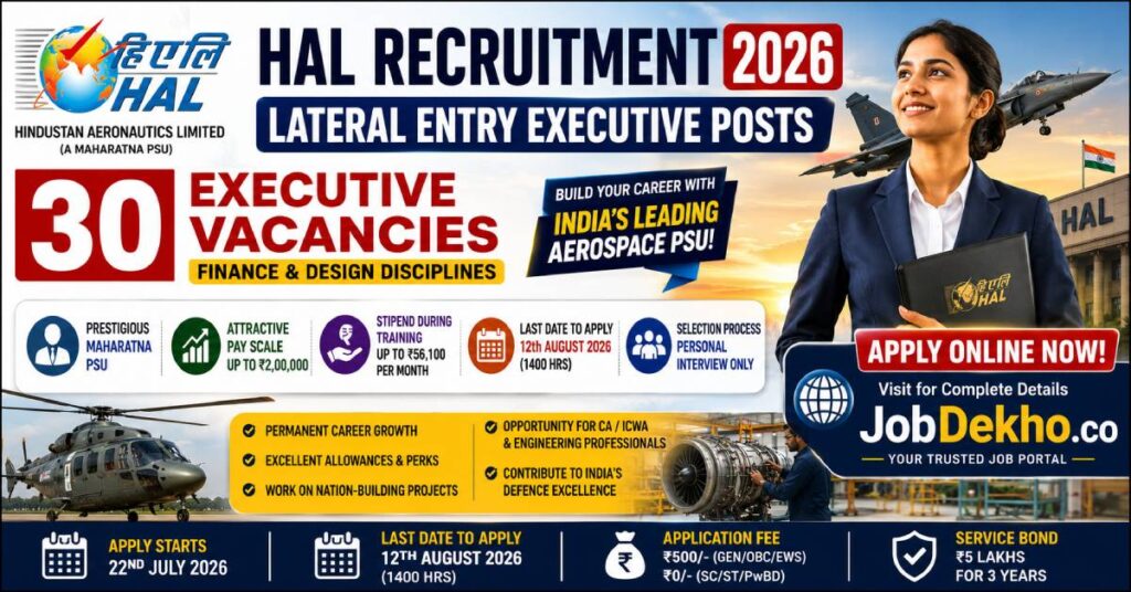 HAL Recruitment 2026 Apply Online for 30 Executive Posts