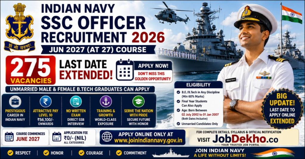 Indian Navy SSC Officer Recruitment 2026 Notification