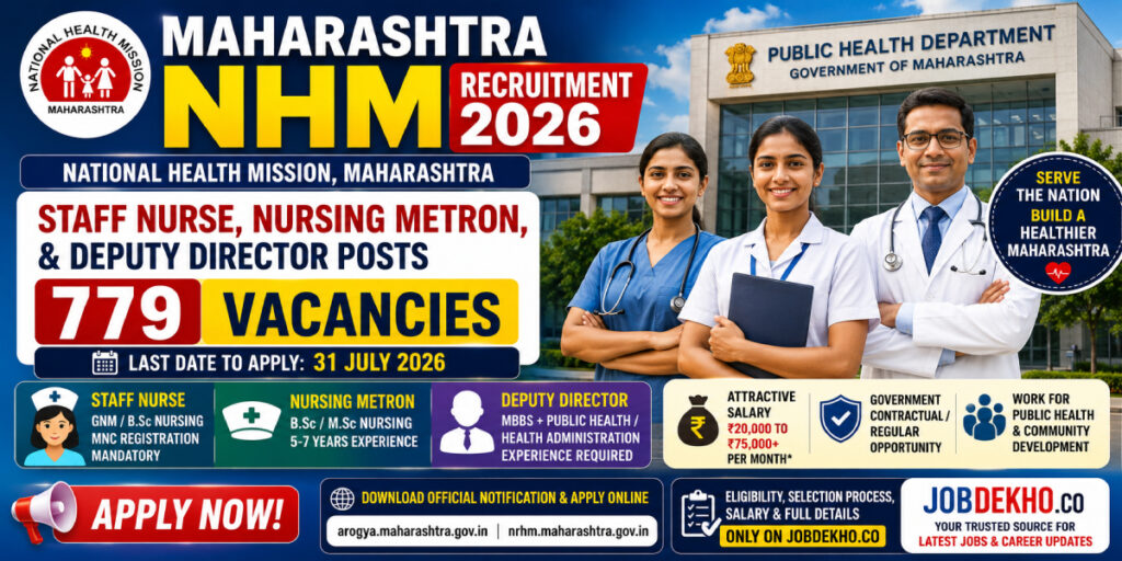 Maharashtra NHM Recruitment 2026 Apply for Staff Nurse, Metron & Deputy Director Posts
