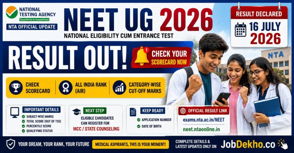 NTA NEET UG Result 2026 Declared Download Scorecard & Check Cut-Offs