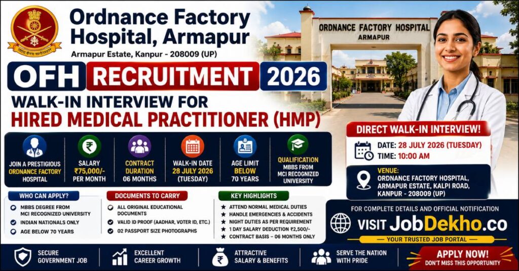 OFH Armapur Recruitment 2026 Walk-in for Medical Practitioner