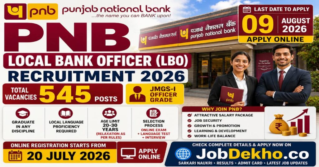 PNB Local Bank Officer (LBO) Recruitment 2026 Apply Online for 545 Posts