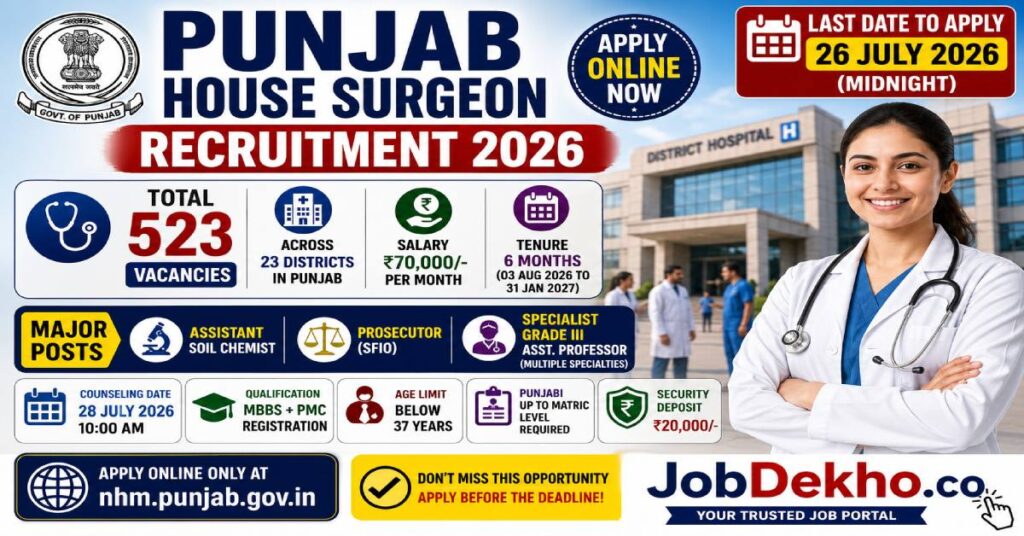 Punjab House Surgeon Recruitment 2026 Notification