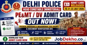 SSC Delhi Police Head Constable (Ministerial) PE&MT / DV Admit Card 2026 Released Download Now