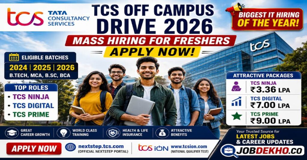 TCS Off-Campus Drive 2026 Mass Hiring for IT Freshers (Apply Online)