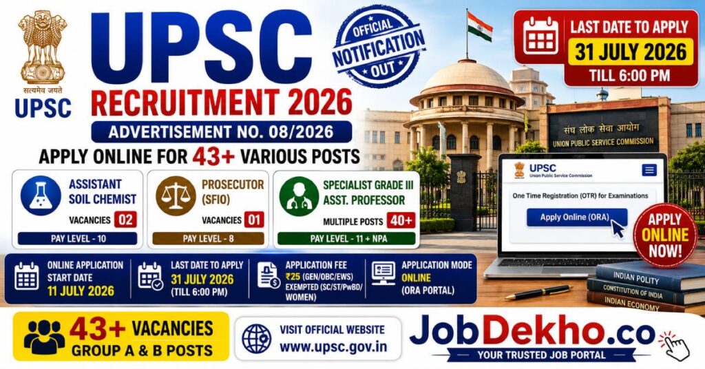 UPSC Recruitment 2026: Apply Online for 43+ Various Posts