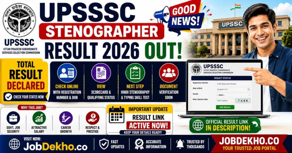 UPSSSC Stenographer Result 2026 Declared - Check Your Status Now!