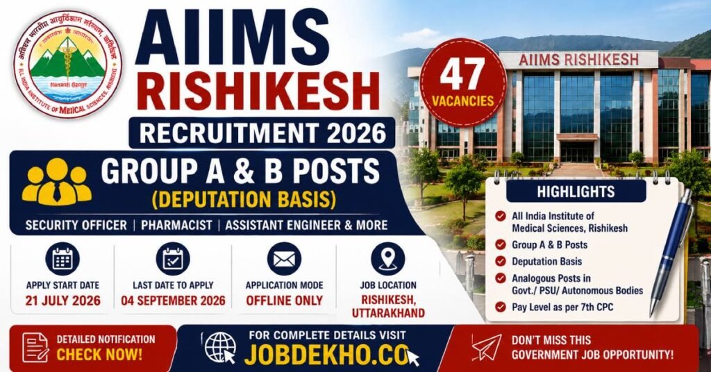 AIIMS Rishikesh Govt Jobs 2026, 47 Vacancies