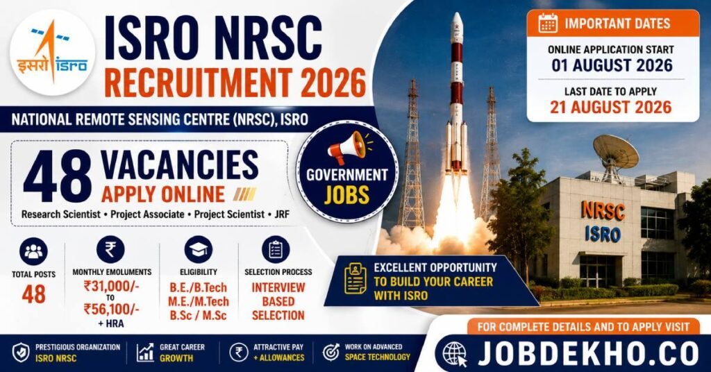 ISRO NRSC Jobs 2026, 48 Posts