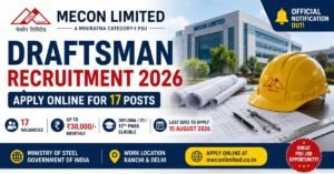 MECON Draftsman Recruitment 2026 Apply Online for 17 Posts