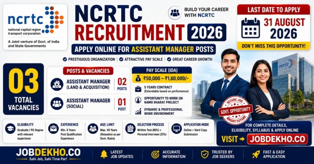 NCRTC Assistant Manager Vacancy 2026 Apply Now
