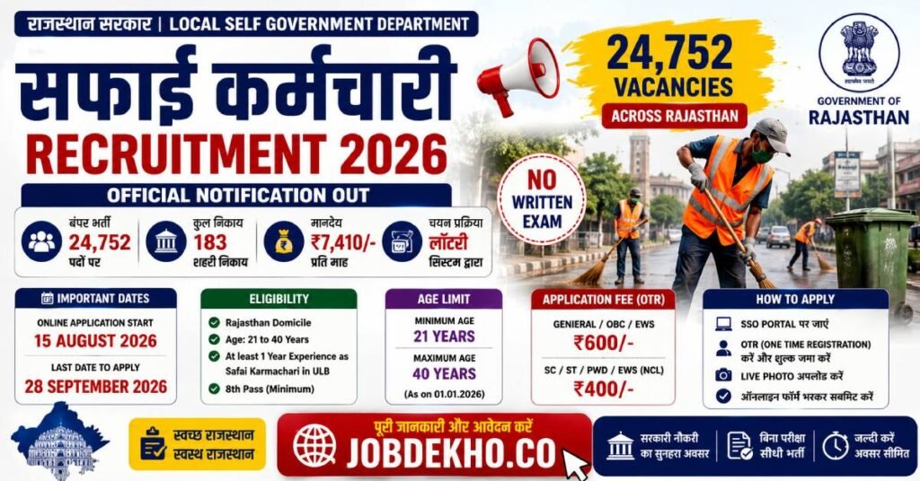Rajasthan 24,752 Vacancies Safai Karmachari Bharti 2026