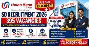 Union Bank of India SO Recruitment 2026 last date extended to 15 August 2026