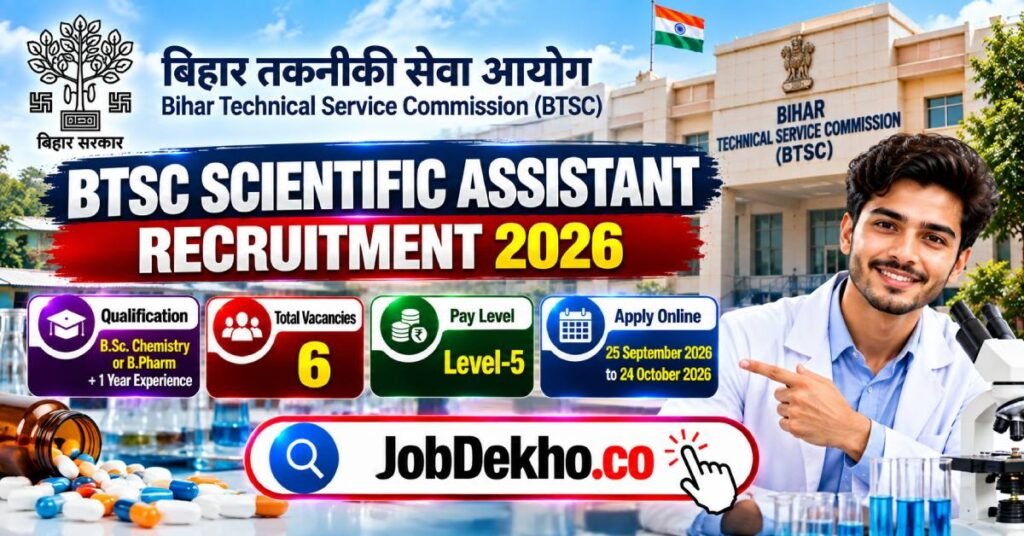 BTSC Scientific Assistant Recruitment 2026, 6 Posts
