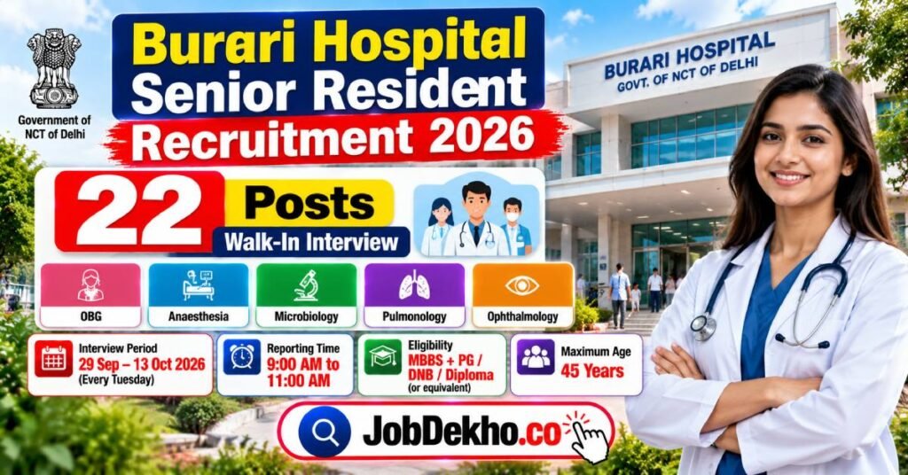 Burari Hospital Senior Resident Recruitment 2026