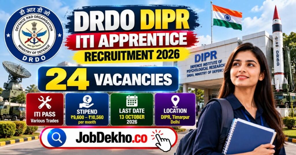 DRDO DIPR Apprentice Recruitment 2026, 24 ITI Vacancies