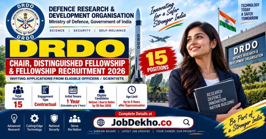 DRDO Recruitment 2026 Chair Distinguished Fellowship and Fellowship