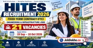 HITES Recruitment 2026, 21 Fixed Term Contract Vacancies