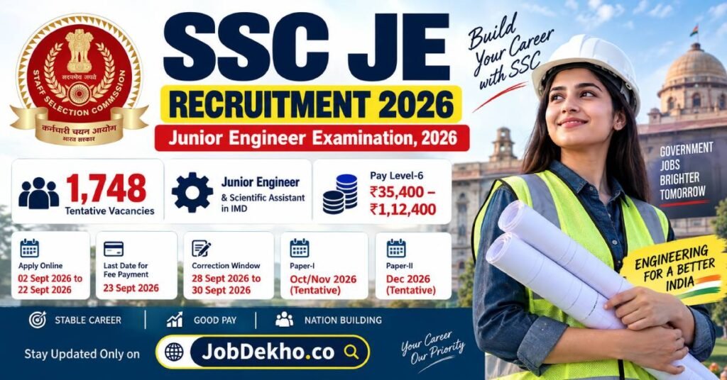 SSC JE Recruitment 2026 is out for 1,748 tentative vacancies