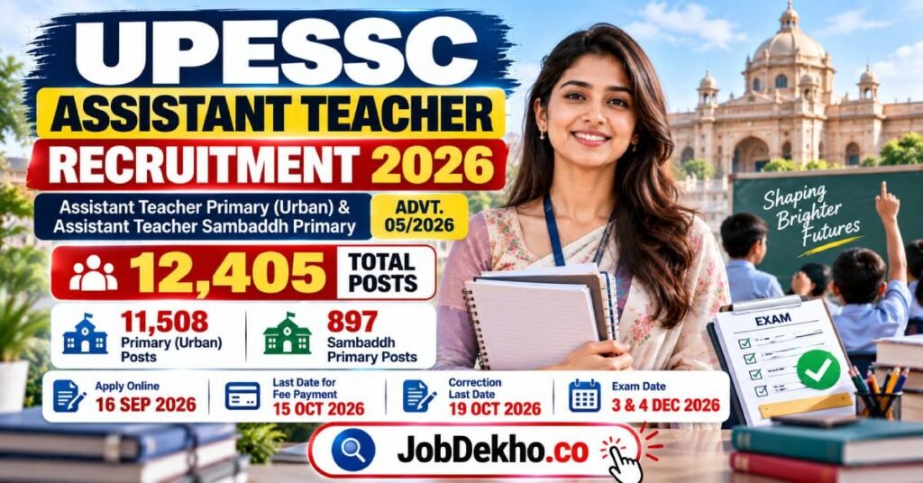 UPESSC Assistant Teacher Recruitment 2026, 12405 Posts