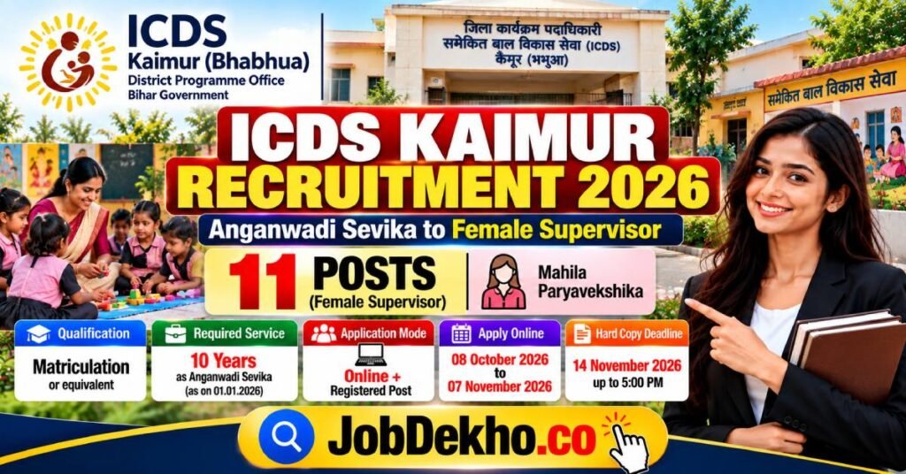 ICDS Kaimur Female Supervisor Recruitment 2026, 11 Posts