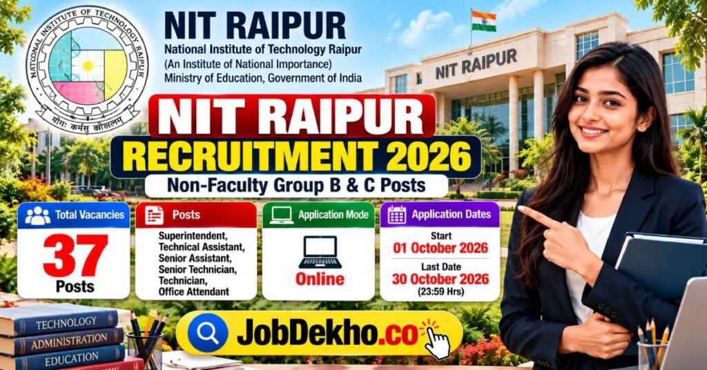 NIT Raipur Recruitment 2026, 37 Non-Faculty Posts